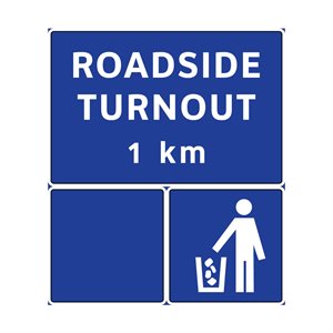 Roadside Turnout 1 km (2 pc sign 150x100 / 150x75)