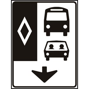 HOV Diamond, Bus, And Carpool s c / w Down Arrow