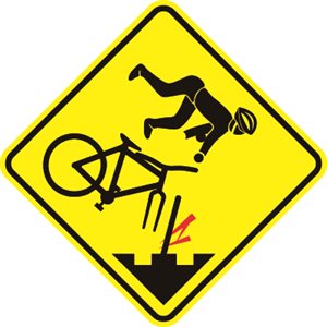 Cyclist Crash symbol Broken / Grooved Pavement Symbol