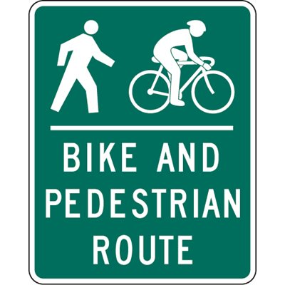 Pedestrian & Cyclist Symbols c / w Bike And Pedestrian Route