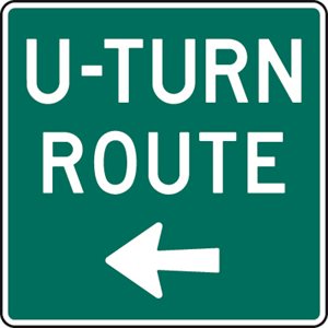 U-Turn Route c / w Left Arrow