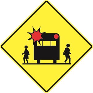 School Bus Stop Symbol c / w Up Arrow