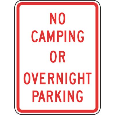 No Camping Or Overnight Parking