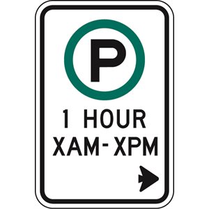 Parking Permitted c / w (State # of Hours And Times) And Right Arrow