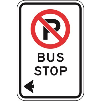 No Parking c / w Bus Stop And Left Arrow