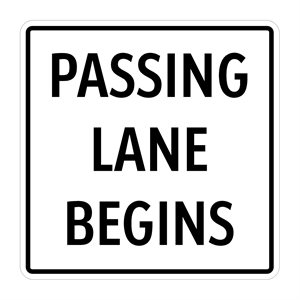 Passing Lane ___ km Ahead