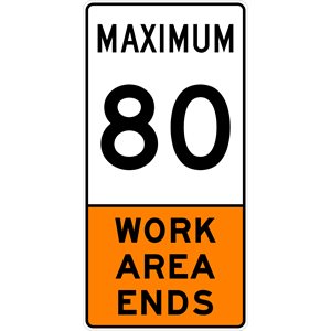 Maximum speed 110 / Work area ends
