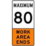 Maximum speed 100 / Work area ends