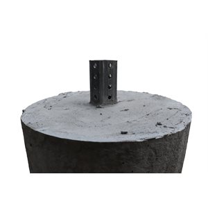 Round Concrete Bases with 6" Square Post Stub (2") c / w Hardware (85-105 lbs)